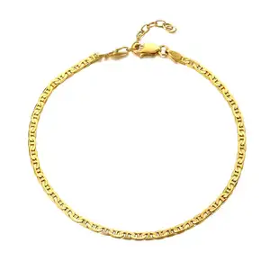 High Polished Mariner Anchor Anklet Chain Curb Chain Anklet Chunky Chain Anklet 18k Yellow Gold Plated Waterproof Jewelry