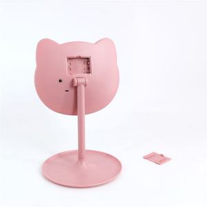 Miroir de maquillage lumineux LED en forme d'oreilles de chat, miroir cosmétique en verre pour salle de bain, miroir de maquillage sur pied pour table - Product Image 3