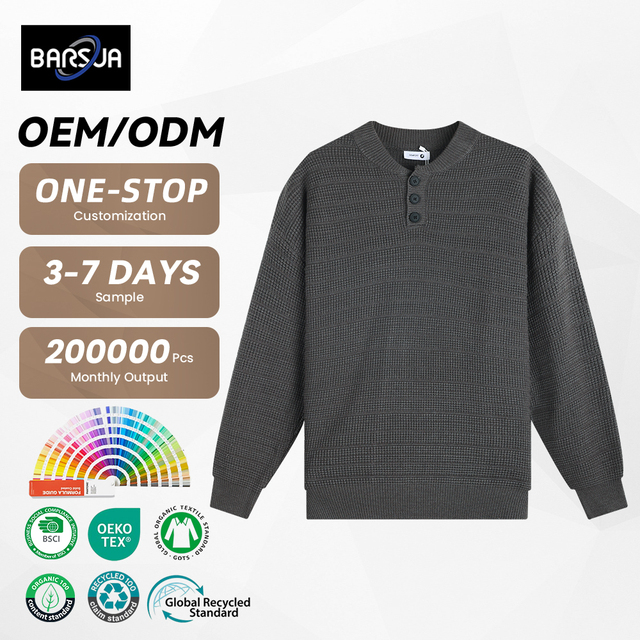 Luxury Old Money Loose-Fitting Henley Neck Sweater High Quality Comfortable Trendy Crew Neck Men's Knit Sweater for Men