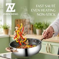Batterie de cuisine ZHEN NENG en acier inoxydable 12 pièces : casseroles, faitouts, poêles, casseroles à lait, couvercles en verre, base triple couche en acier 201 – Direct Usine