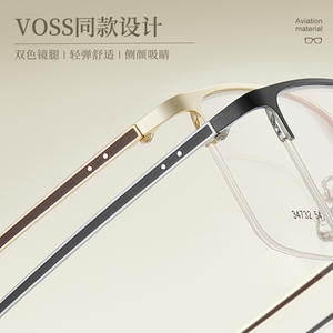 Montures de lunettes semi-cerclées rectangulaires Voss pour hommes 34732 – Légères, demi-montures, verres en résine, style professionnel - Product Image 4