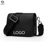 Sac bandoulière messager vintage personnalisé pour homme, style tendance, en cuir PU de luxe noir avec motif croisé et logo