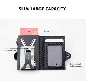 Custom Brand Pop Out carbon fiber <b>Wallet</b> <b>Card</b> <b>Holder</b> Tarjetero Hombre ID <b>Card</b> <b>Holder</b> <b>Wallet</b> - Product Image 1