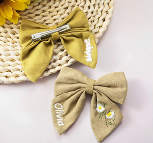 Pajarita Pre-Atada de Algodón Bordada con Diseño Floral <span class=keywords><strong>Personalizado</strong></span>, Duradera y Ecológica, Regalo de <span class=keywords><strong>Boda</strong></span> para Niña - Product Image 6