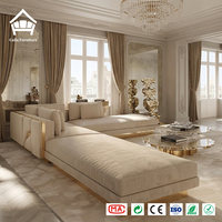 Ensemble de canapés de luxe haut de gamme de style italien moderne et élégant en tissu velours, mobilier de salon sectionnel pour projets de villas et de manoirs