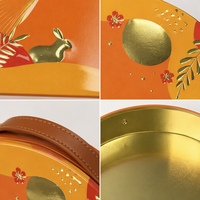 Boîte en fer blanc pour gâteaux de lune de la Fête de la Mi-Automne, motif lapin et lune, gaufrage 3D, emballage cadeau