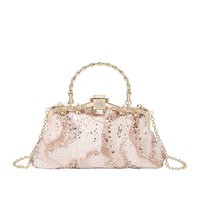 Sac à main de mariée élégant, rose champagne, à sequins, pour soirée, sac de soirée haut de gamme, cadeau