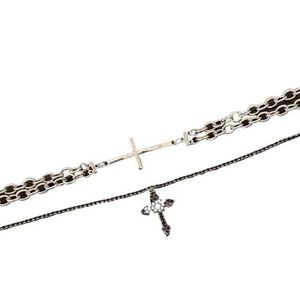 Último segmento ajustable apilado Punk gótico en capas Cruz colgante Collar cadena para mujeres adolescentes ropa de calle alternativa regalo - Product Image 1