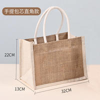 Bolsa de Yute Grande, Tipo Tote, para Compras o Playa, Negra, Personalizada, Bolsas de Hesse para Mujer, Bolsos de Mano, Venta al Por Mayor, con Botones