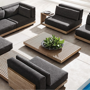 Meubles <span class=keywords><strong>de</strong></span> <span class=keywords><strong>jardin</strong></span> en teck <span class=keywords><strong>de</strong></span> luxe modernes du fabricant Ensemble <span class=keywords><strong>de</strong></span> canapé <span class=keywords><strong>de</strong></span> patio en bois massif avec <span class=keywords><strong>coussins</strong></span> <span class=keywords><strong>pour</strong></span> hôtels Parcs - Product Image 1