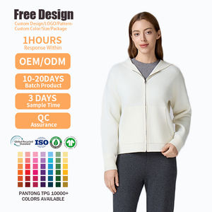 Cardigan tricoté sur mesure, pull décontracté, sweat à capuche tendance, fermeture éclair intégrale, blanc, court, pour femme, hiver - Product Image 2