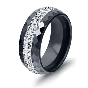 NIBASTAR – bague en céramique pour femmes, 8mm, diamant noir et blanc, bijoux à la mode, élégants, taille 6 7 8 9 10 - Product Image 4