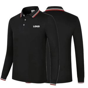 Camisetas de Manga Larga para Hombre con Logotipo Bordado Personalizado, Camisetas Polo de Algodón con Estampado de Golf y Tejido de Punto - Product Image 3