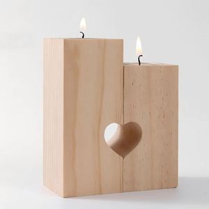 Manufacture Hot-Selling Solid Wood Heart-Shaped <b>Candle</b> Holder Stand Atmosphere Polished Finish Home Decor Gift - Product Image 1