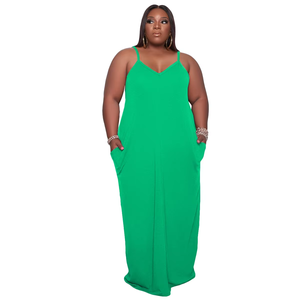 Robe longue décontractée grande taille 5XL pour femmes couleur unie avec taille naturelle vêtements sexy pour femmes - Product Image 4