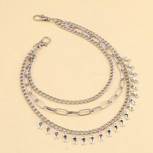 Chaîne de taille Yueli Punk multi-couches avec pendentif dentaire, en métal argenté tibétain, pour usage quotidien, style Ins - Product Image 3