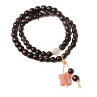 Bracelet DIY en bois de santal rouge à petites feuilles avec motif « Richesse »