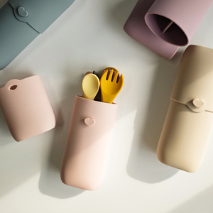 Sacs de rangement pour couverts de bébé en silicone, réutilisables, portables, organiseur de vaisselle, étui de rangement pour bébé, tout-petit, enfant, cuillère - Product Image 1