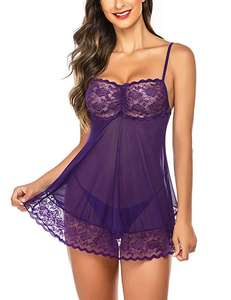 Damesnachtkleding Arabische vrouwen sexy doorschijnende kant lingerie spaghettiband chemise voor zomerse slaapkledij - Product Image 4