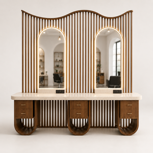 Aménagement professionnel de salons de coiffure et mobilier sur mesure, cloisons incurvées, postes de coiffure à LED, solution clé en main pour l'aménagement intérieur - Product Image 6
