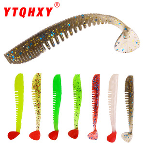 Leurre souple Tg Soft Bait T Tail 80mm 2.5g motif spirale vert rouge pour la pêche au bar, leurre de fond pour la pêche à la ligne - Product Image 3