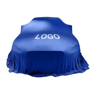 Cubierta personalizada universal para exhibición de autos, tela de terciopelo satinado de seda suave y supersuave, cubierta reveladora de autos para exhibición de autos