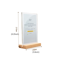 Présentoir Acrylique Base en bois massif Support de menu Carte publicitaire Décoration de table Présentoir double face pour le dîner de mariage