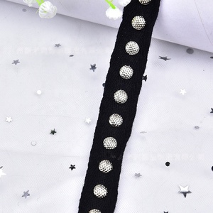 Ruban de couture en tissu, ceinture, ruban à <span class=keywords><strong>strass</strong></span> métalliques, perles à rivets, ruban noir, dentelle, garniture pour vêtements DIY, accessoires faits main - Product Image 4