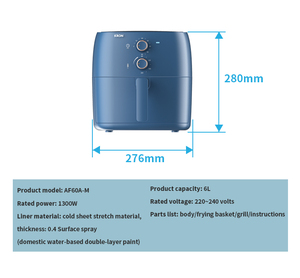 KRON-Horno eléctrico de convección de aire profundo, freidora de aceite, carcasa de plástico de acero inoxidable de 6L, alta velocidad, fácil de limpiar, hogar, 1 año - Product Image 3