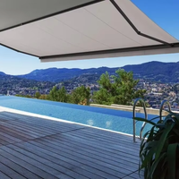 Auvent de balcon électrique moderne de luxe en alliage d'aluminium avec télécommande, pliable, étanche, pour jardin, avec toit rétractable