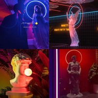 Figurine d'ange gardien en fibre de verre personnalisée en gros avec anneau lumineux, pièce d'art pour événements commerciaux en plein air et places publiques