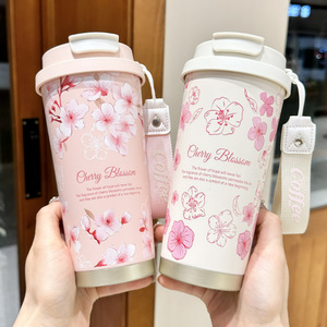 Seaygift 500 ml Tasse à <span class=keywords><strong>Café</strong></span> Isotherme en Acier Inoxydable « Muguet », Gobelet de Voyage Double Paroi pour Filles et Voiture avec Cordon - Product Image 5
