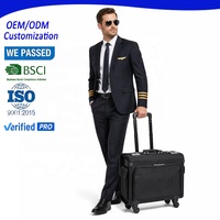 Chariot de voyage à roulettes en polyester personnalisé OEM pour avion de ligne Bagages de pilote à la mode avec fermeture à glissière