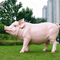 Escultura de Familia de Cerdos Realista de Fibra de Vidrio Ecológica de Tamaño Natural para Decoración de Jardines, Granjas y Zoológicos