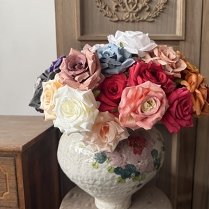 Têtes de roses artificielles de 10 cm pour mariage, anniversaire, fête, accessoires de gâteau DIY, décoration murale - Product Image 5