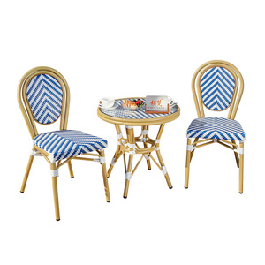 Ensemble de meubles de jardin en rotin, style méditerranéen, résistant aux intempéries, table et chaises 2 places - Product Image 1