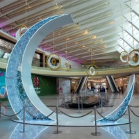 Grandes lanternes à motif étoile et lune Eid Mubarak, décorations lumineuses géantes du Ramadan pour la décoration des centres commerciaux
