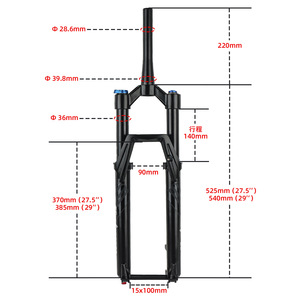 Fourche avant de vélo de montagne Bolany TZA472 36 mm, débattement de 140 mm, amortissement pneumatique, réglage du rebond, axe 12x100 mm, 27,5 pouces - Product Image 2
