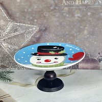 Assiette en céramique sous glaçure de style américain pour Noël, support à gâteau rond sur piédestal, plat à collation, bonbons et salade pour hôtel (vente en gros)