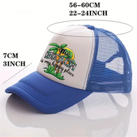Logotipo personalizado de alta calidad Unisex Hip Hop camionero sombreros Puff ala curva Coco árbol playa pesca diseño poliéster lona espuma