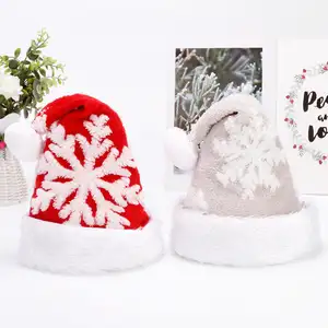 Pom Pom 산타 눈 모자 공장 부드러운 크리스마스 모자 성인 파티 장식용 빨간 크리스마스 휴일 모자