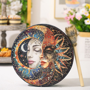 Tambour rond en bois de 25 cm, fait à la main, solide et durable, instruments de musique pour la thérapie sonore, vente en gros - Product Image 1