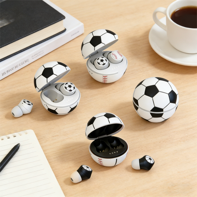 TWS Wireless Earbuds 6.0 HiFi Stereo Sound In-Ear with 350mAh Charging Case Cute Ball Design Earphones for Sports