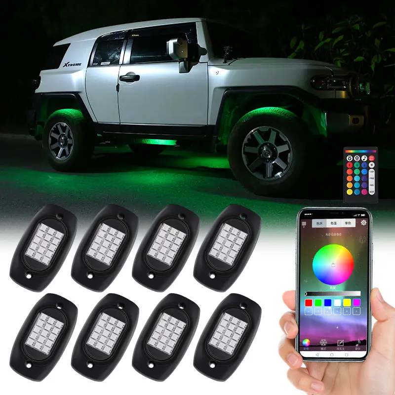 TIANZHUI Ambient Lamp Underglow Rock Light Car Atmosphere Chassis Lights RGB App Control 4PCS 6PCS 8PCS 12V Car Decoration