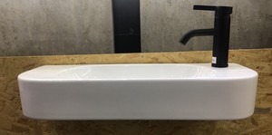 Lavabo suspendu au mur pour salle de bain blanc Lavabo mural <span class=keywords><strong>en</strong></span> porcelaine et <span class=keywords><strong>céramique</strong></span> à surface solide - Product Image 5