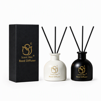 Diffuseur à roseaux sphérique noir personnalisé 100 ml, flacon en verre rond, parfum d'ambiance, huile parfumée, coffret cadeau, vente en gros