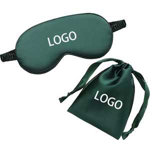 APEX CREST APPAREL Silk <b>Eye</b> <b>Mask</b> with Drawstring Pouch Heat-Transfer Printed Green Logo Casual Four Seasons Use - Product Image 1