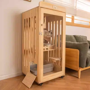 Cage à chat en bois massif de qualité supérieure, villa verticale pour chat avec plateformes à plusieurs niveaux pour les petits espaces, maison en bois pour chat personnalisable - Product Image 4