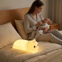 Mini veilleuse LED en silicone en forme de chat, rechargeable USB Type-C, 7 couleurs changeantes, blanc chaud, intensité réglable, garantie 1 an, pour chambre d'enfant