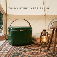 Geef uw logo aan op deze 6L Boutique Koelbox Mini met glanzende afwerking, luxe ijscooler met schouderband voor blikjes, bier en frisdranken